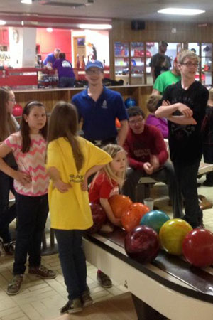 Our youth groups on a bowling outing